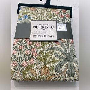William Morris & Co Shower Curtain Fabric 72x72” Floral Botanical Green Pink Blu